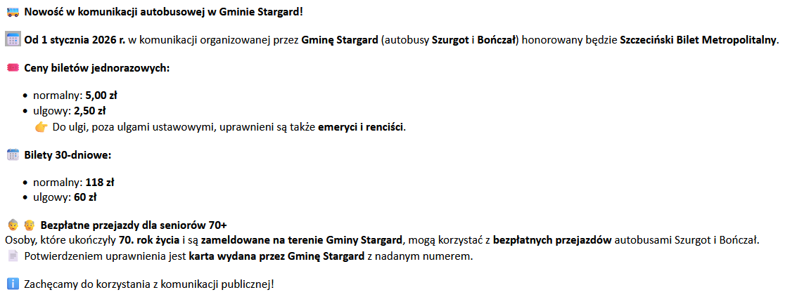 Nowość w&nbsp;komunikacji autobusowej w&nbsp;Gminie Stargard!