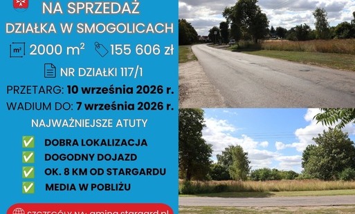 Na sprzedaż działka w miejscowości Smogolice – 2000 m2, cena od 155 606,00 zł